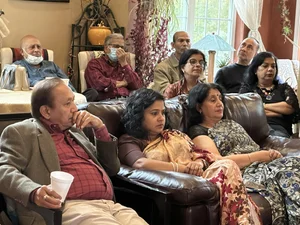 Group of seniors sitting together and having a conversation
